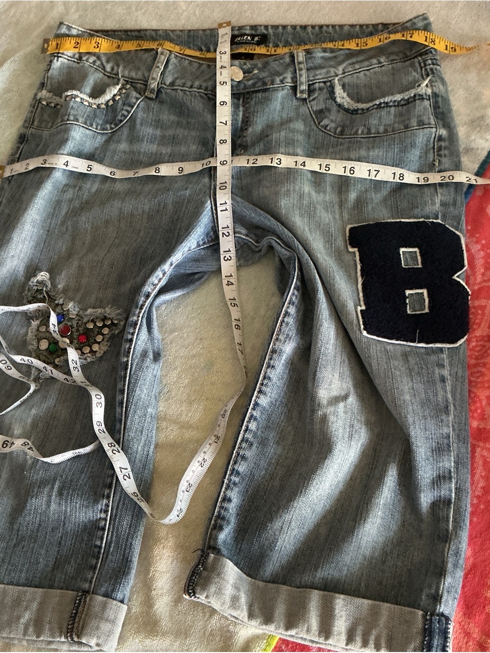 Allen B. By Allen Schwartz Light Blue Denim Jeans with Navy 'B' Patch - Picture 7 of 7